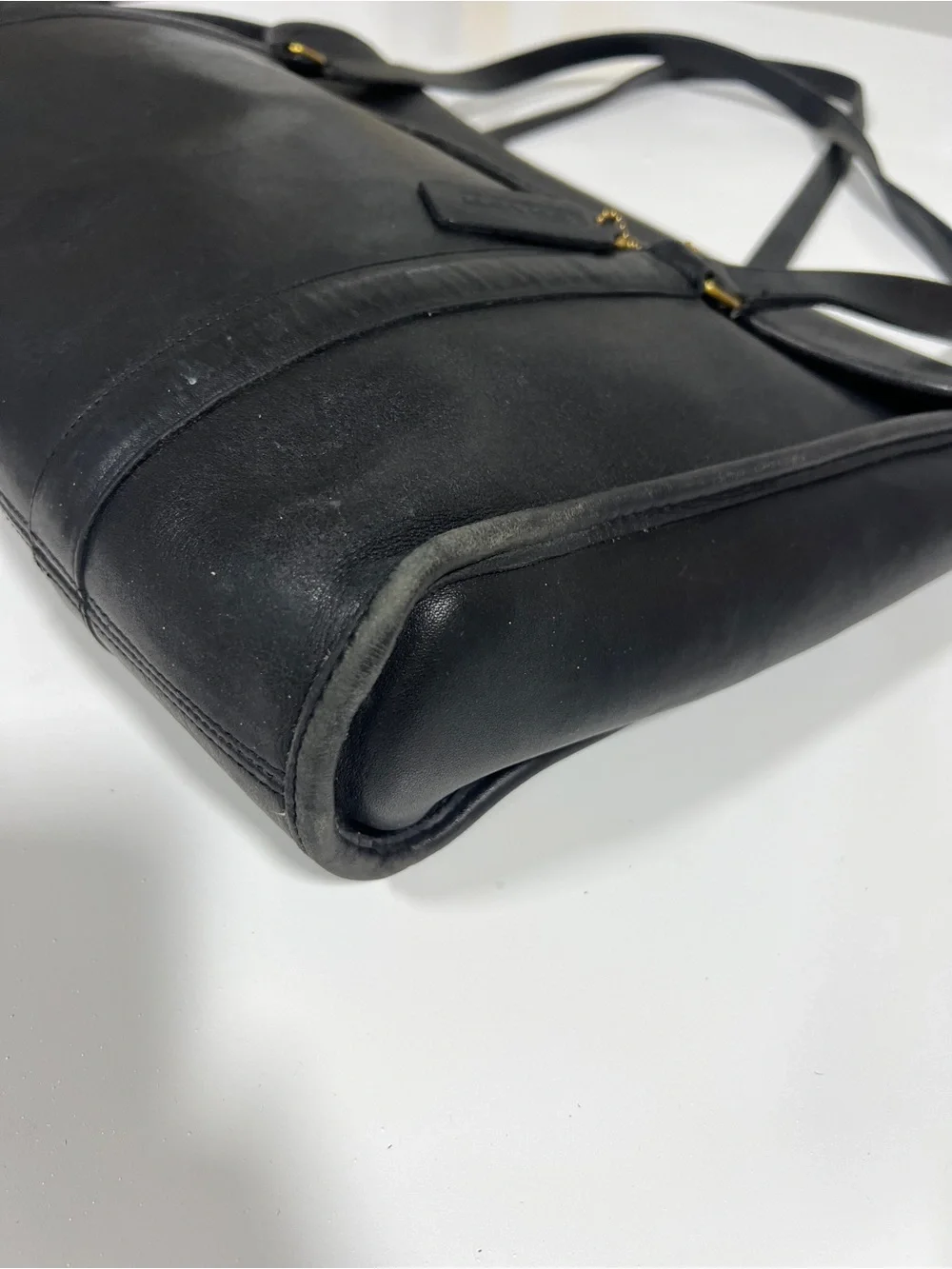 Coach Black Envelope Portfolio Leather Shoulder Bag with Gold-Tone Hardware